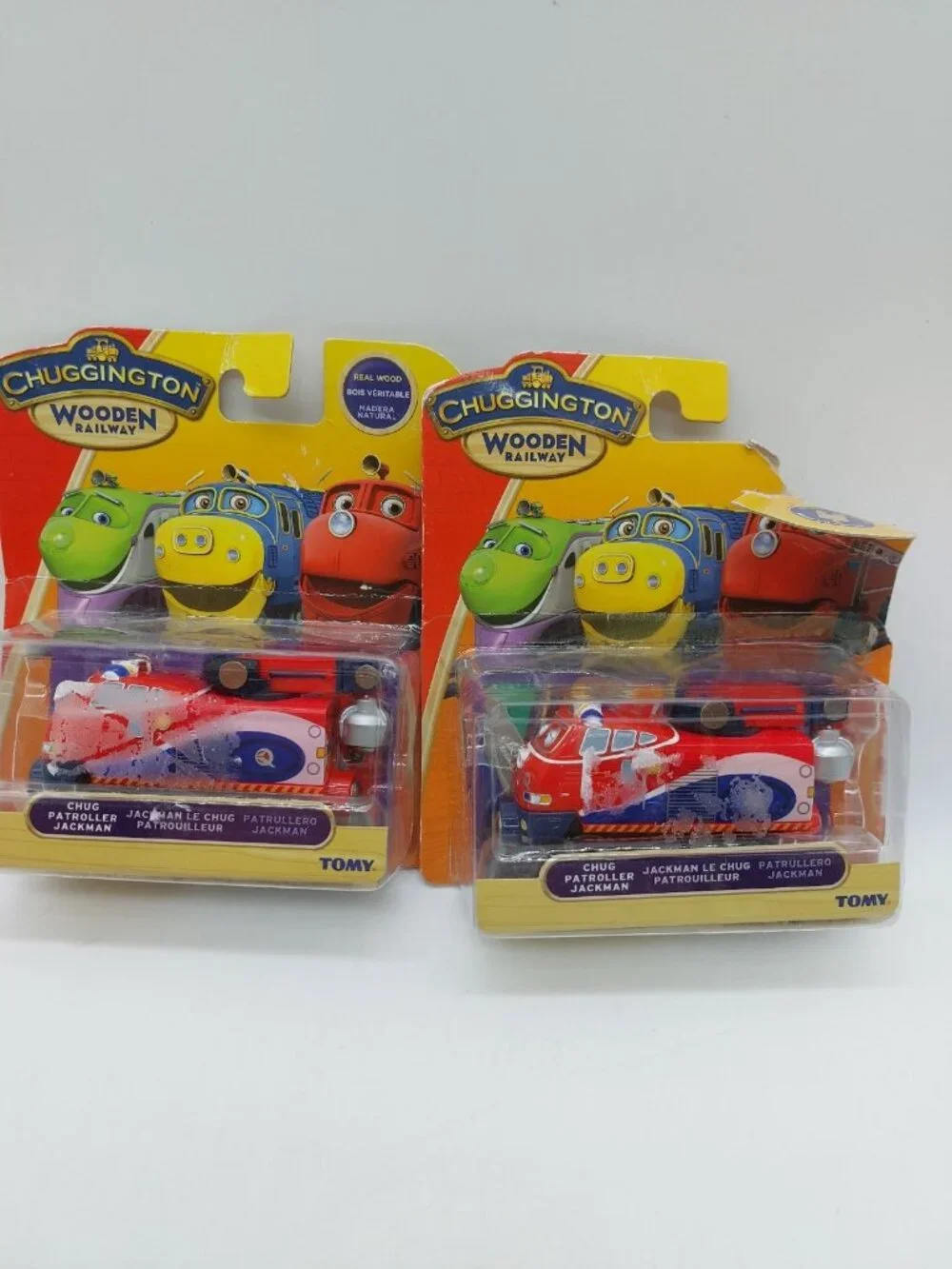 Tomy Chuggington Wooden Railway Chug Patroller Jackman Train Set Of 2 READ